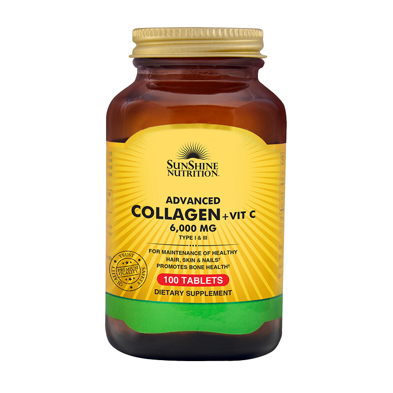 ADVANCED COLLAGEN + VITAMIN C 100 TABS - Sunshine Nutrition.