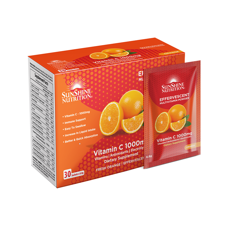 Vitamin C 1000mg Effer Pwd Orange 30 Sunshine Nutrition